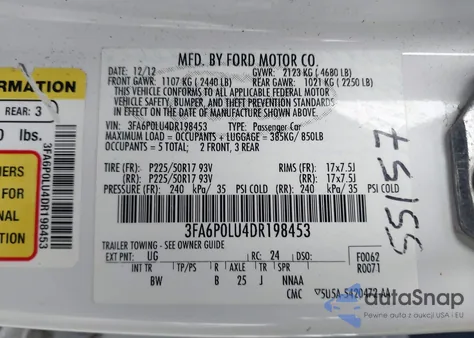 2013 Ford Fusion Se from USA, damaged, VIN 3FA6P0LU4DR198453